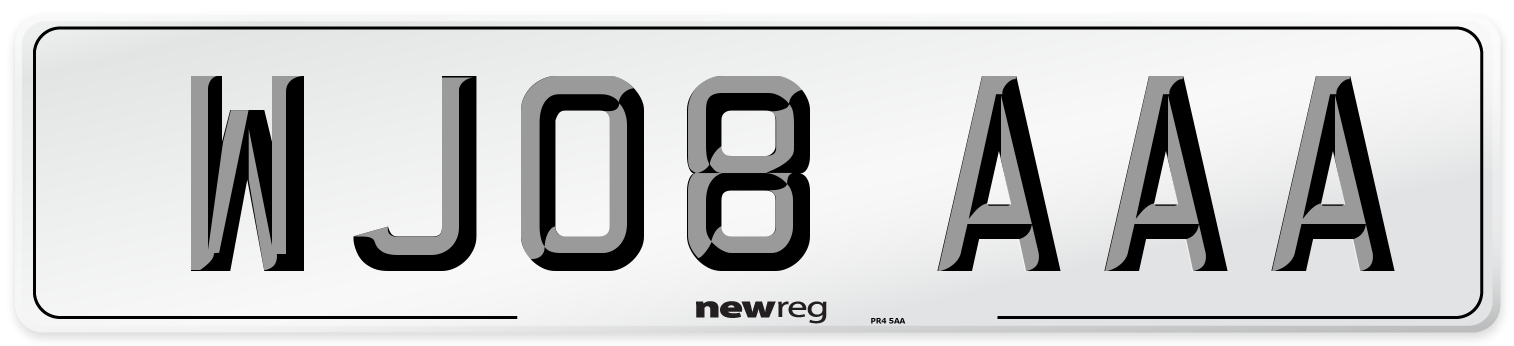 WJ08 AAA Number Plate from New Reg